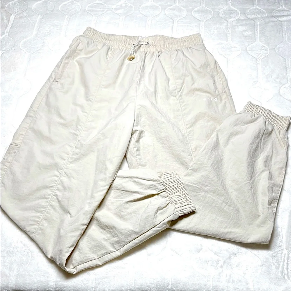 Wilo The‎ Label Womens Tan Parachute Joggers Mesh Lined High Waist Pants Size S